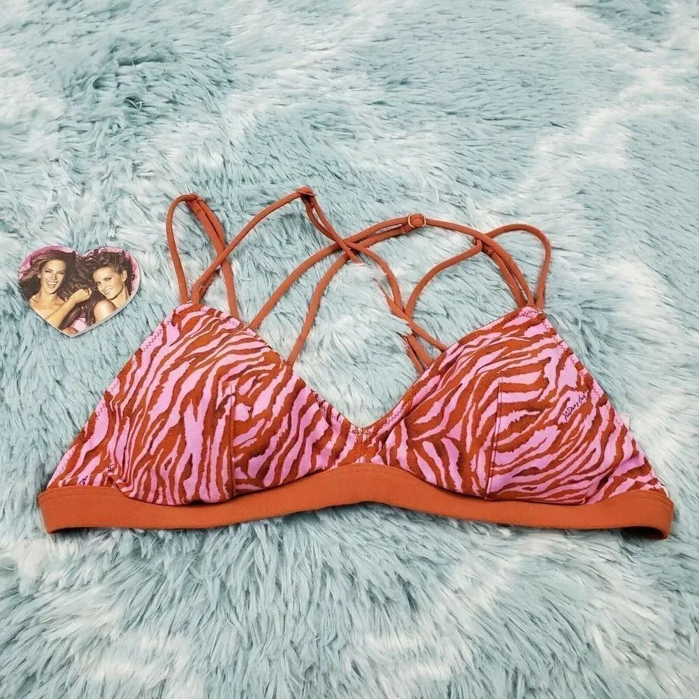 Victoria's Secret Women's Brown Strappy Cheetha Triangle Bralette Large